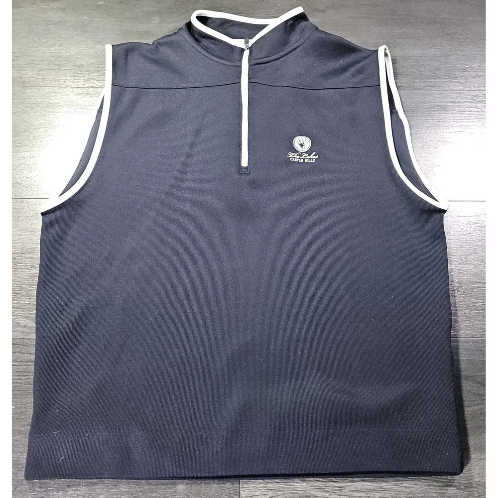 Footjoy 1/2 Zip Jersey Vest Men L Blue‎ Golf The Lakes Castle Hills Performance